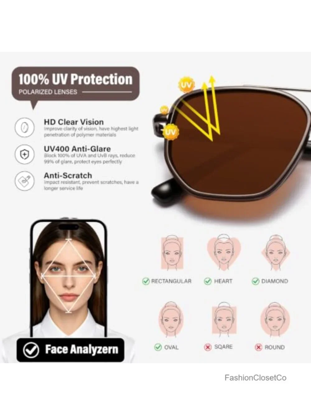 Polarized Aviator Sunglasses for Women Men UV Protection Sports Running